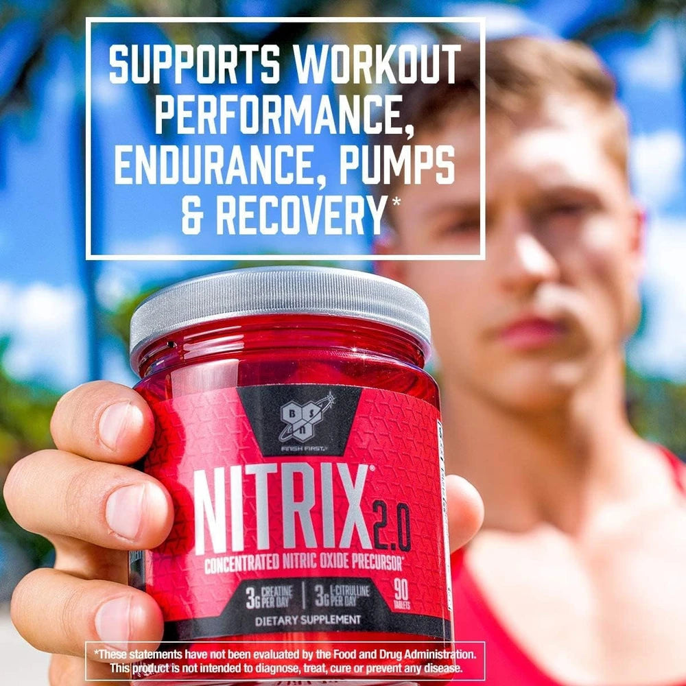 Nitrix 2.0 Nitric Oxide Workout Supplement, 180 Tablets | Supports Pumps, Performance and Muscle Recovery with 3G Creatine and 3G L-Citrulline Nitric Oxide Formula