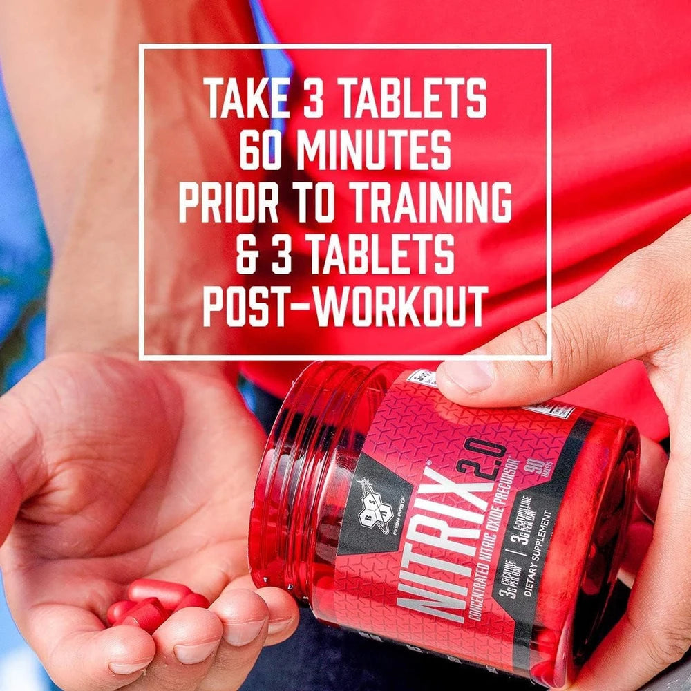 Nitrix 2.0 Nitric Oxide Workout Supplement, 180 Tablets | Supports Pumps, Performance and Muscle Recovery with 3G Creatine and 3G L-Citrulline Nitric Oxide Formula