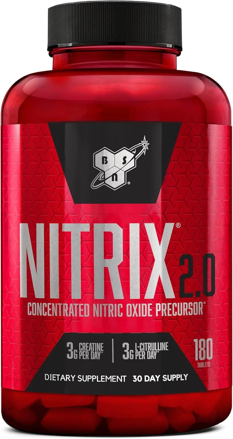 Nitrix 2.0 Nitric Oxide Workout Supplement, 180 Tablets | Supports Pumps, Performance and Muscle Recovery with 3G Creatine and 3G L-Citrulline Nitric Oxide Formula