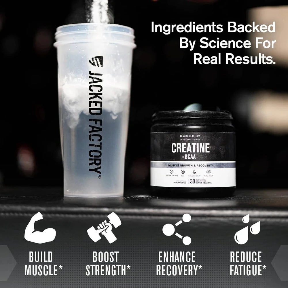 Creatine + Bcaas - Creatine Monohydrate + BCAA Powder for Increased Post-Workout Recovery, Performance, Lean Muscle Growth, & Reduced Fatigue - 30 Servings, Unflavored