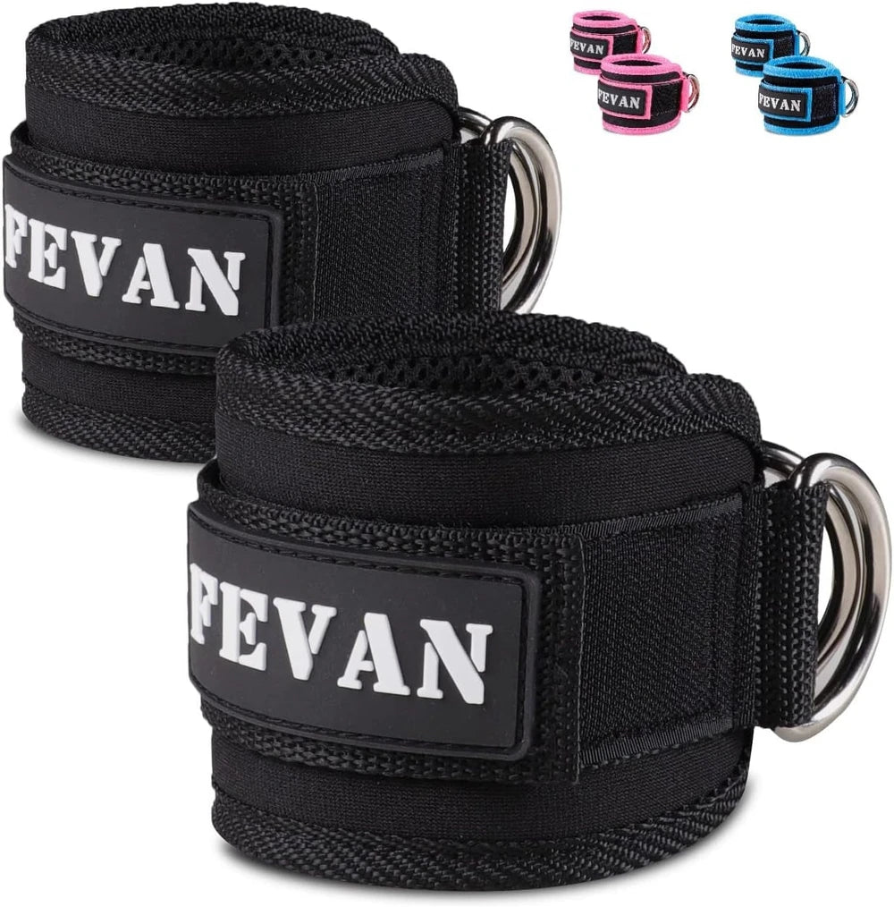 FEVAN Pack 2 Tobilleras Poleas Gym Ajustable Para Entrenamiento De Glúteo Y Hombro -Tobilleras Acolchadas Para Mujeres Y Hombres - Accesorios Gym Para Máquina De Cable Fitness Y Gimnasio