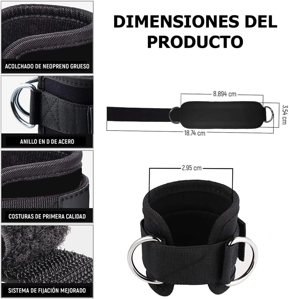 FEVAN Pack 2 Tobilleras Poleas Gym Ajustable Para Entrenamiento De Glúteo Y Hombro -Tobilleras Acolchadas Para Mujeres Y Hombres - Accesorios Gym Para Máquina De Cable Fitness Y Gimnasio