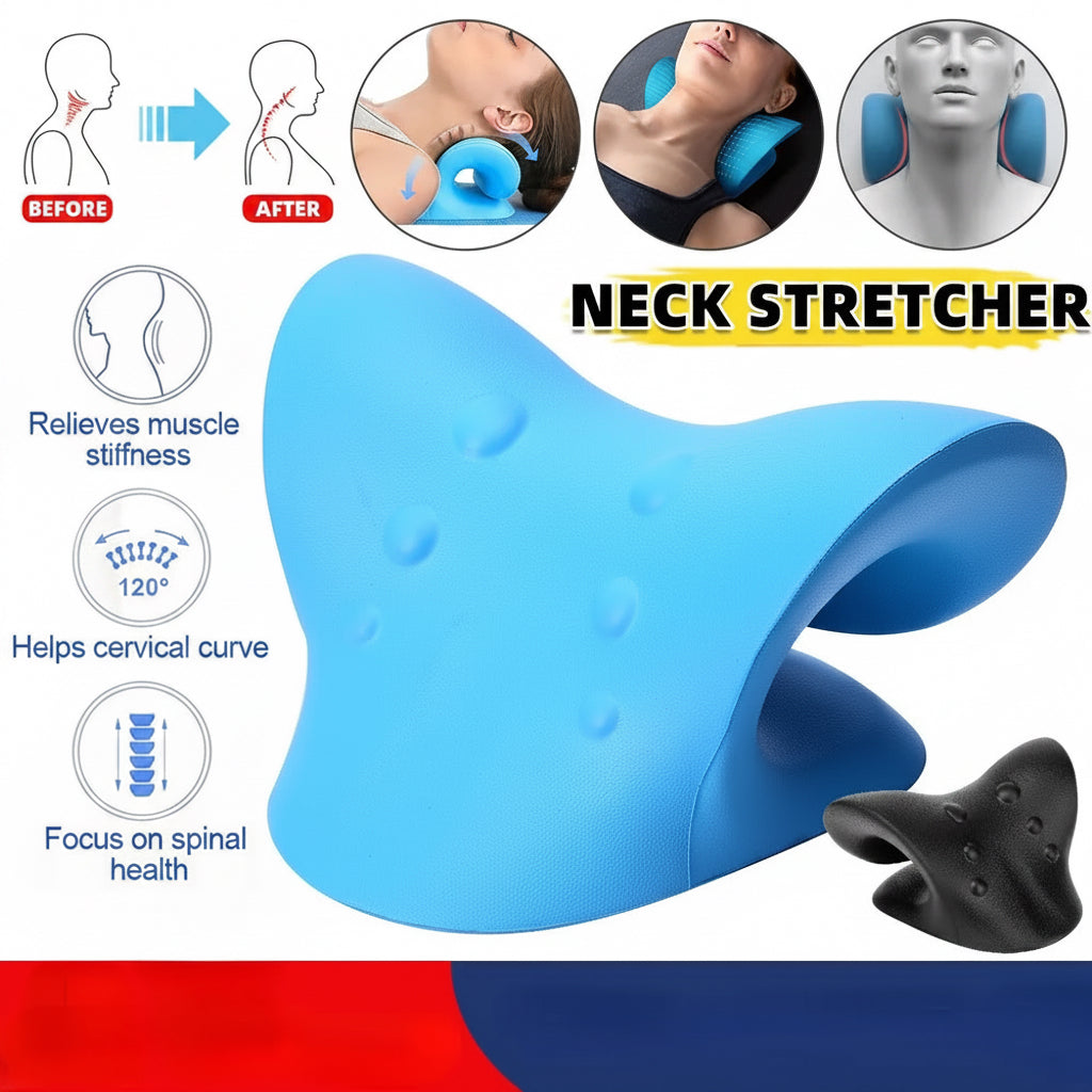 Neck Shoulder Stretcher Relaxer Massage Pillow Cervical Chiropractic Traction Device for Pain Relief Cervical Spine Alignment